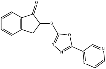 1H-Inden-1-one,2,3-dihydro-2-[(5-pyrazinyl-1,3,4-oxadiazol-2-yl)thio]-(9CI) 结构式