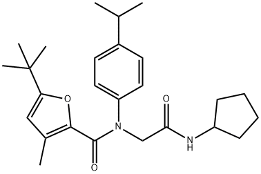 2-Furancarboxamide,N-[2-(cyclopentylamino)-2-oxoethyl]-5-(1,1-dimethylethyl)-3-methyl-N-[4-(1-methylethyl)phenyl]-(9CI) 结构式