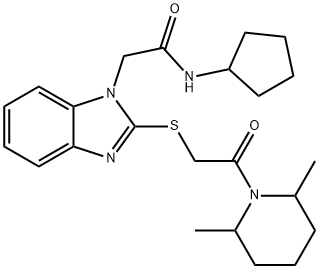 1H-Benzimidazole-1-acetamide,N-cyclopentyl-2-[[2-(2,6-dimethyl-1-piperidinyl)-2-oxoethyl]thio]-(9CI) 结构式