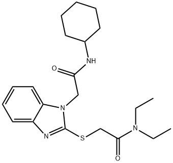1H-Benzimidazole-1-acetamide,N-cyclohexyl-2-[[2-(diethylamino)-2-oxoethyl]thio]-(9CI) 结构式