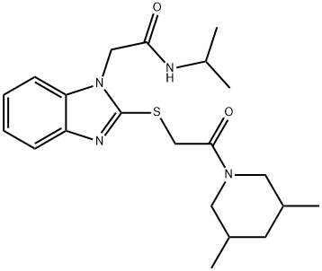 1H-Benzimidazole-1-acetamide,2-[[2-(3,5-dimethyl-1-piperidinyl)-2-oxoethyl]thio]-N-(1-methylethyl)-(9CI) 结构式