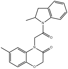 1H-Indole,1-[(2,3-dihydro-6-methyl-3-oxo-4H-1,4-benzoxazin-4-yl)acetyl]-2,3-dihydro-2-methyl-(9CI) 结构式