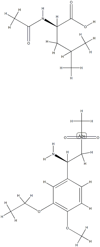 (R)-1-(3-乙氧基-4-甲氧基苯基)-2-(甲基磺酰基)乙胺(R)-2-乙酰氨基-4-甲基戊酸 结构式