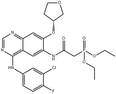 7-[(R)-(四氢呋喃-3-基)氧基]-N-(3-氯-4-氟苯基)-6-[(二乙氧基磷酰基)-乙酰氨基]-4-氨基喹唑啉 结构式