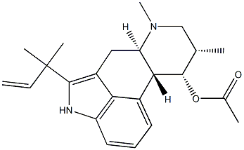 2-(1,1-Dimethyl-2-propenyl)-6,8β-dimethylergolin-9β-ol acetate 结构式