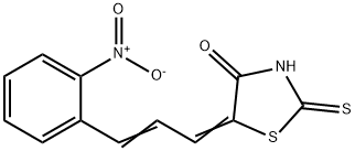 (5E)-5-[(E)-3-(2-nitrophenyl)prop-2-enylidene]-2-sulfanylidene-thiazol idin-4-one 结构式