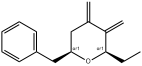 2H-Pyran,2-ethyltetrahydro-3,4-bis(methylene)-6-(phenylmethyl)-,(2R,6S)-rel-(9CI) 结构式