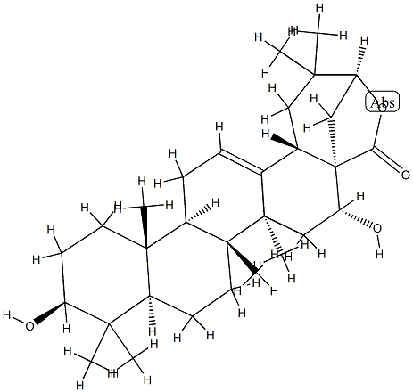 3β,16α,21β-Trihydroxyoleana-12-ene-28-oic acid 28,21-lactone 结构式