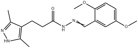 (E)-N-(2,5-dimethoxybenzylidene)-3-(3,5-dimethyl-1H-pyrazol-4-yl)propanehydrazide 结构式