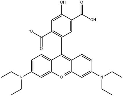 hydrogen 9-(2,5-dicarboxylato-4-hydroxyphenyl)-3,6-bis(diethylamino)xanthylium  结构式