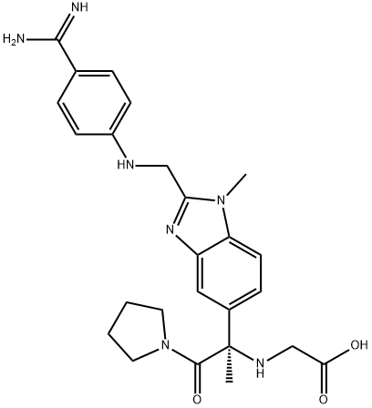 N-[(1R)-1-[2-[[(4-甲脒基苯基)氨基]甲基]-1-甲基-1H-苯并咪唑-5-基]-1-甲基-2-氧代-2-(1-吡咯烷基)乙基]甘氨酸 结构式