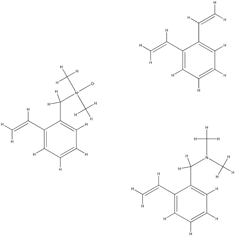 芳基-乙烯基-N,N-二甲基苯甲胺与二乙烯苯和芳基-乙烯基-N,N-二甲基苯-N-氧化甲胺的聚合物 结构式