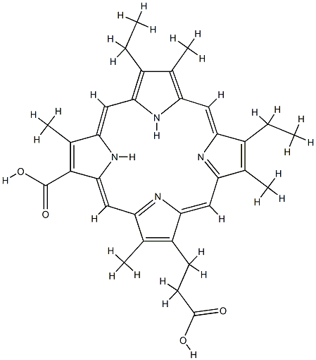 17-(2-CARBOXYETHYL)-7,12-DIETHYL-3,8,13,18-TETRAMETHYL-21,22-DIHYDROPORPHYRIN-2-CARBOXYLIC ACID 结构式