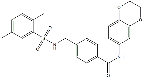 N-(2,3-dihydro-1,4-benzodioxin-6-yl)-4-({[(2,5-dimethylphenyl)sulfonyl]amino}methyl)benzamide 结构式