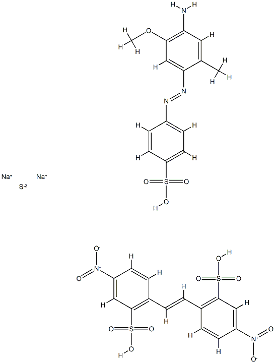 Benzenesulfonic acid, 2,2'-(1,2-ethenediyl)bis[5-nitro-, reaction products with 4-[(4-amino-5-methoxy-2-methylphenyl)azo]benzenesulfonic acid and sodium sulfide (Na2S) 结构式