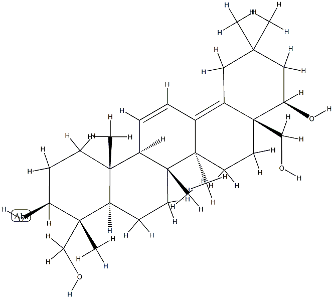 (4R)-Oleana-11,13(18)-diene-3β,22β,23,28-tetrol 结构式