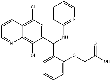 2-[2-[(5-氯-8-羟基-7-喹啉基)(2-吡啶基氨基)甲基]苯氧基]乙酸 结构式