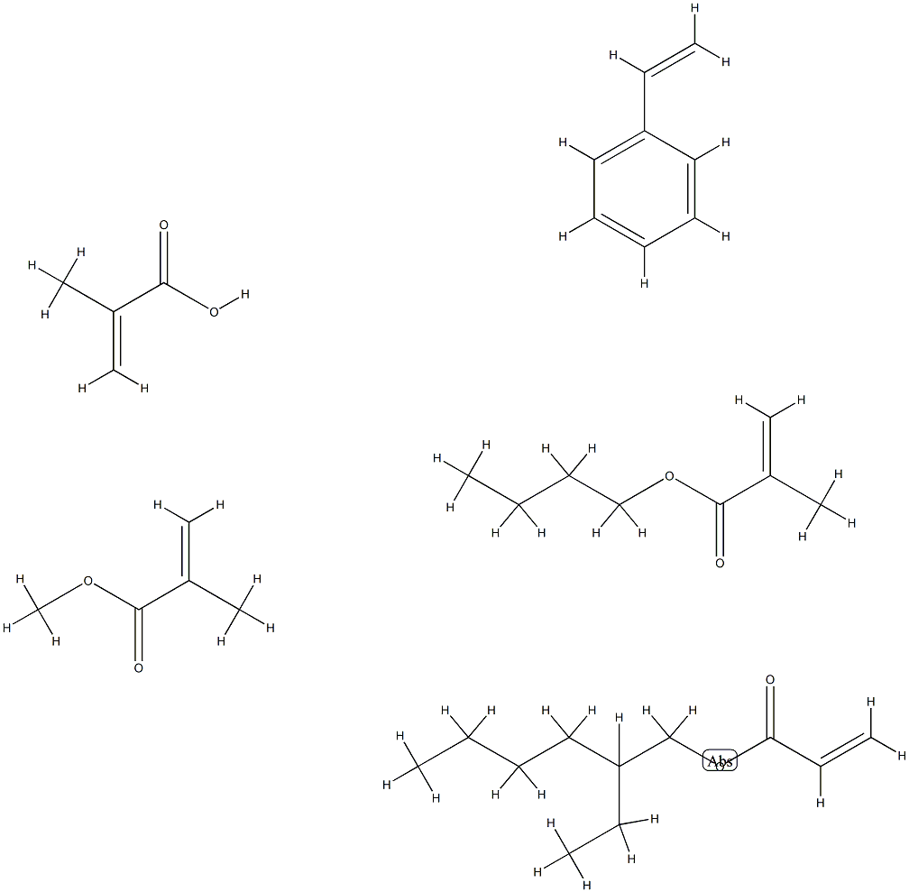 2-甲基-2-丙烯酸与2-甲基-2-丙酸丁酯、苯乙烯、2-丙烯酸-2-乙基己酯和2-甲基-2-丙烯酸甲酯的聚合物 结构式