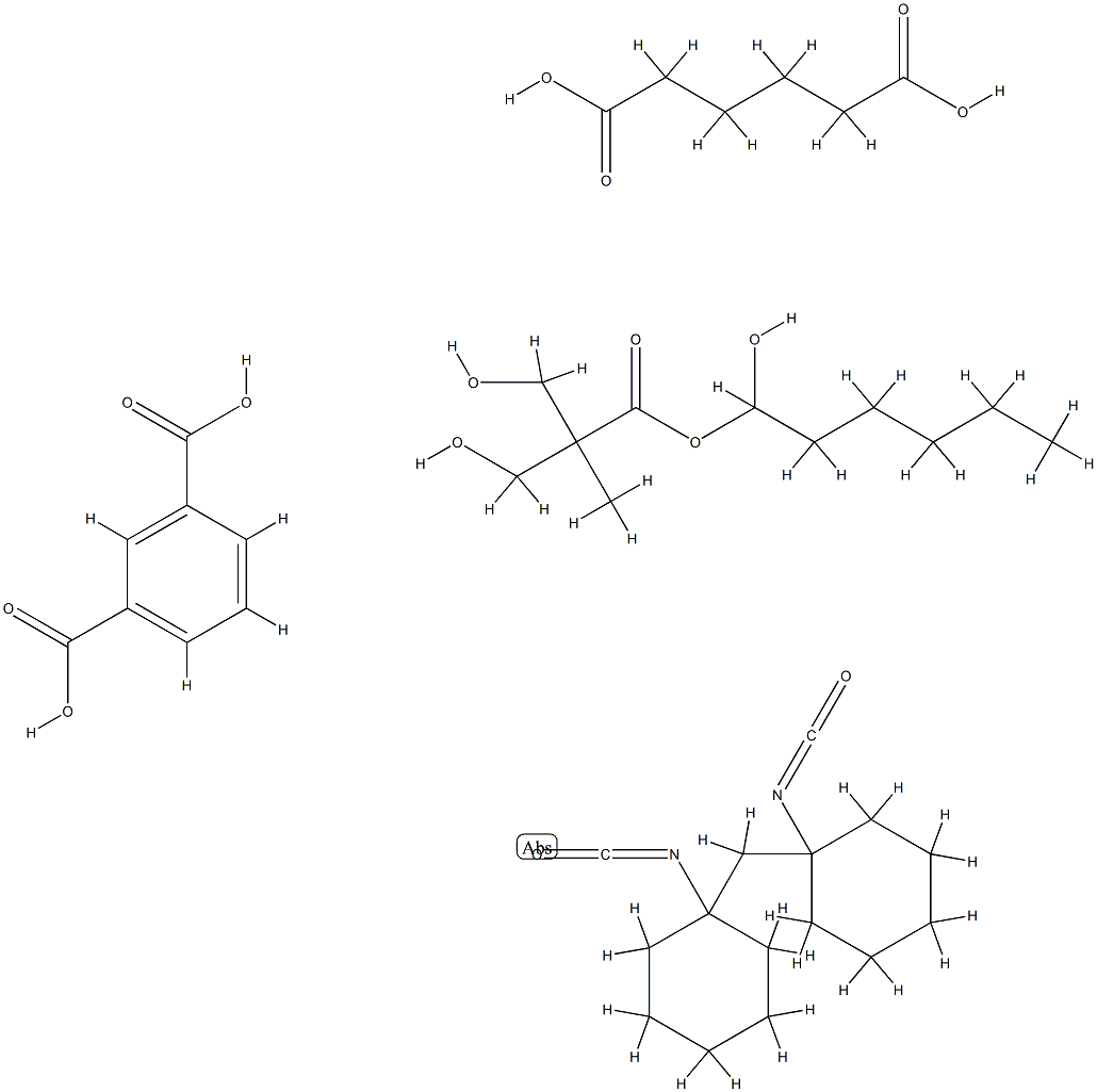 1,3-苯二甲酸与己二酸、己二醇、3-羟基-2-(羟甲基)-2-甲基丙酸和1,1'-亚甲基双[异氰酸根合环己烷]的聚合物 结构式