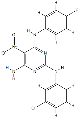 N~2~-(3-chlorophenyl)-N~4~-(4-fluorophenyl)-5-nitropyrimidine-2,4,6-triamine 结构式