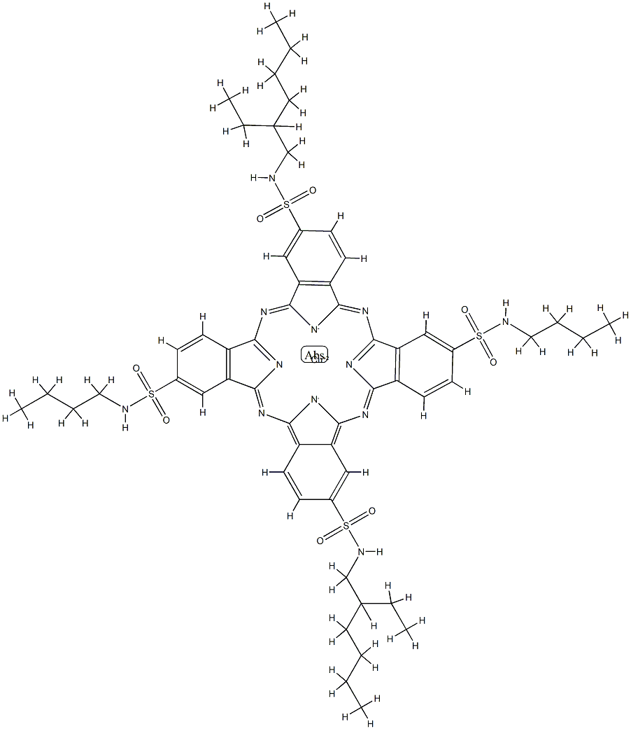 Copper, [N2,N16-dibutyl-N9, N23-bis(2-ethylhexyl)-29H,31H-phthalocyanine -2,9,16,23-tetrasulfonamidato(2-)-N29,N30 ,N31,N32]-, (SP-4-1)- 结构式