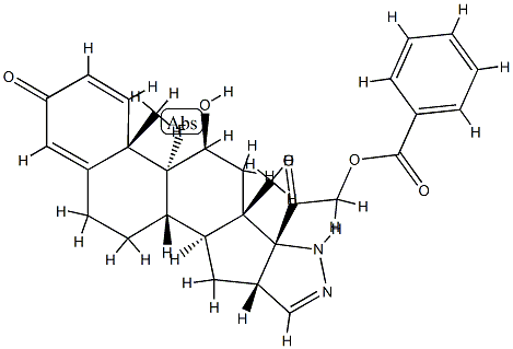 9-fluoro-2',16beta-dihydro-11beta,21-dihydroxypregna-1,4-dieno[17,16-c]pyrazole-3,20-dione 21-benzoate 结构式