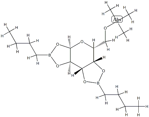 1-O,2-O:3-O,4-O-Bis(butylboranediyl)-6-O-trimethylsilyl-α-D-galactopyranose 结构式