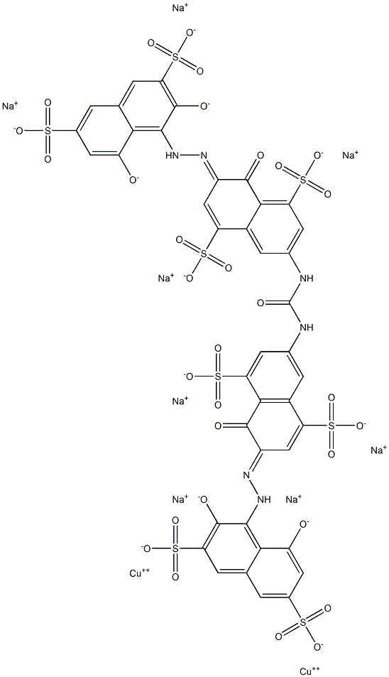 Cuprate(8-), [μ-[[3,3'-(carbonyldiimino) bis[7-[(2,8-dihydroxy-3,6-disulfo-1-naphthalenyl )azo]-8-hydroxy-1,5-naphthalenedisulfonato]](1 2-)]]di-, octasodium 结构式