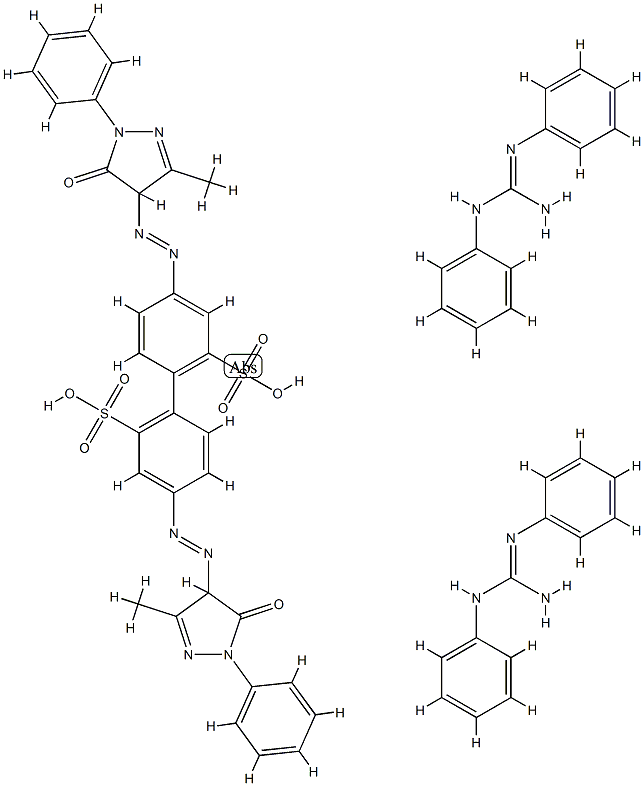 4,4'-bis[(4,5-dihydro-3-methyl-5-oxo-1-phenyl-1H-pyrazol-4-yl)azo][1,1'-biphenyl]-2,2'-disulphonic acid, compound with N,N'-diphenylguanidine (1:2) 结构式