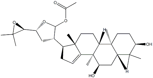 (13S,17S,20S,21S,23R,24S)-21,23:24,25-Diepoxy-4,4,8-trimethyl-5α-cholest-14-ene-3α,7α,21-triol 21-acetate 结构式