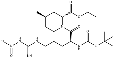 [2R-[1(S),2ALPHA,4BETA]]-1-[2-[[叔丁氧羰基]氨基]-5-[[亚氨基(硝基氨基)甲基]氨基]-1-氧代戊基]-4-甲基-2-哌啶甲酸乙酯 结构式