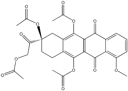 (8R)-6,8α,11-Triacetoxy-8-acetoxyacetyl-7,8,9,10-tetrahydro-1-methoxy-5,12-naphthacenedione 结构式