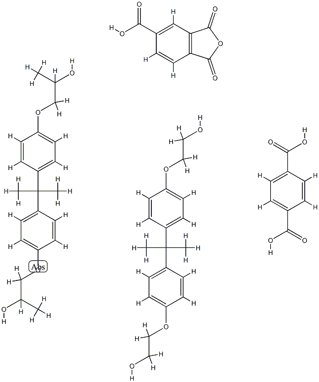 1,4-苯二甲酸与1,3-二氢-1,3-二氧代-5-异苯并呋喃甲酸、2,2'-[(1-甲基亚乙基)双(4,1-亚苯基氧基)]双(乙醇)和1,1'-[(1-甲基亚乙基)双(4,1-亚苯基氧基)]双(2-丙醇)的聚合物 结构式