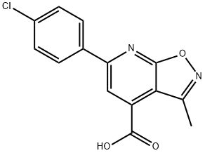 6-(4-氯苯基)-3-甲基-[1,2]噁唑并[5,4-B]吡啶-4-羧酸 结构式