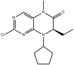 (7R)-2-氯-8-环戊基-7-乙基-7,8-二氢-5-甲基-6(5H)-蝶啶酮 结构式