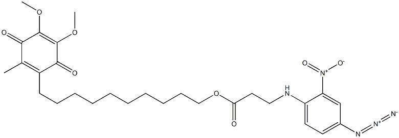 2,3-dimethoxy-5-methyl-6-(10-(4-(azido-2-nitroanilinopropionoxy))decyl)-1,4-benzoquinone 结构式