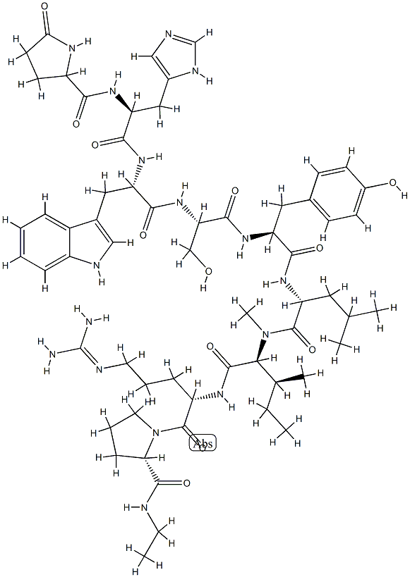 LHRH, Leu(6)-Leu(N-alpha-Me)(7)-N-Et-ProNH2(9)- 结构式