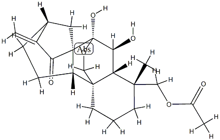 18-Acetoxy-7α,20-epoxy-6β,7-dihydroxykaur-16-en-15-one 结构式