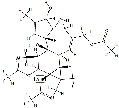 (1aR)-3-(Acetyloxy)methyl-1aα,1bβ,4,4a,5,7aα,7b,8,9,9a-decahydro-1,1,6,8α-tetramethyl-1H-cyclopropa[3,4]benz[1,2-e]azulene-4aβ,5β,7bα,9β,9aα-pentol 9,9a-diacetate 结构式