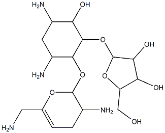 D-Streptamine, O-2,6-diamino-2,3,4,6-tetradeoxy-alpha-D-erythro-hex-4-enopyraosyl(1-4)-O-(beta-D-ribofuranosyl-(1-5))-2-deoxy- 结构式