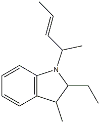 1H-Indole,2-ethyl-2,3-dihydro-3-methyl-1-(1-methyl-2-butenyl)-(9CI) 结构式