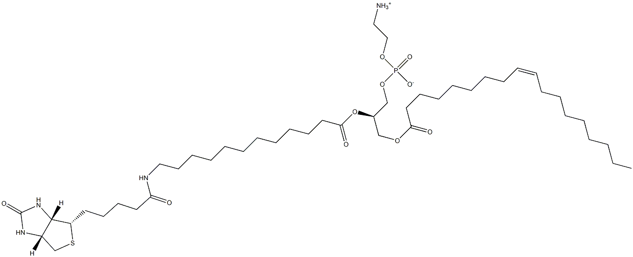 1-OLEOYL-2-(12-BIOTINYL(AMINODODECANOYL))-SN-GLYCERO-3-PHOSPHOETHANOLAMINE;18:1-12:0 BIOTIN PE 结构式