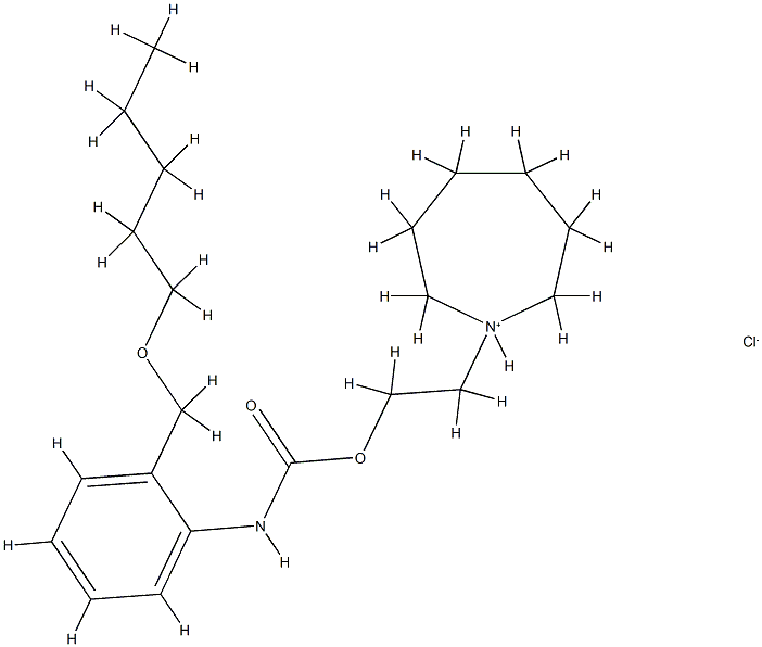 2-(1-azoniacyclohept-1-yl)ethyl N-[2-(pentoxymethyl)phenyl]carbamate c hloride 结构式