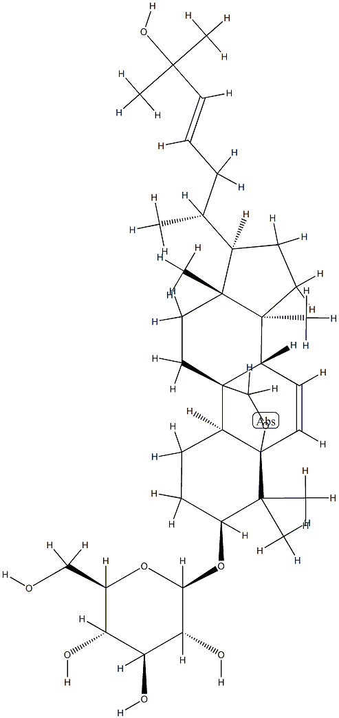 (23E)-5,19-Epoxy-3β-β-D-glucopyranosyloxy-5β-cucurbita-6,23-diene-25-ol 结构式