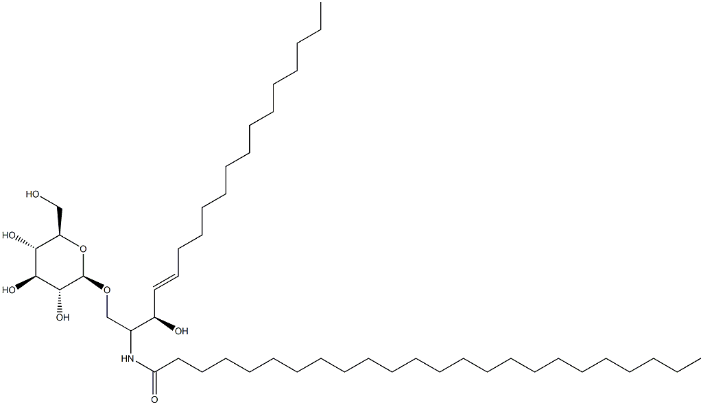 1-O-(β-D-Glucopyranosyl)-N-tetracosanoylsphingosine 结构式