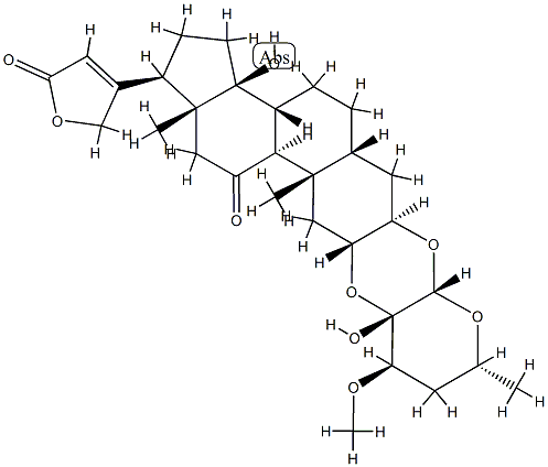 14-Hydroxy-11-oxo-3β,2α-[[(2S,3S,4R,6R)-tetrahydro-3-hydroxy-4-methoxy-6-methyl-2H-pyran-2,3-diyl]bis(oxy)]-5β-card-20(22)-enolide 结构式