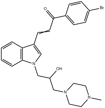 1-(4-bromophenyl)-3-{1-[2-hydroxy-3-(4-methyl-1-piperazinyl)propyl]-1H-indol-3-yl}-2-propen-1-one 结构式