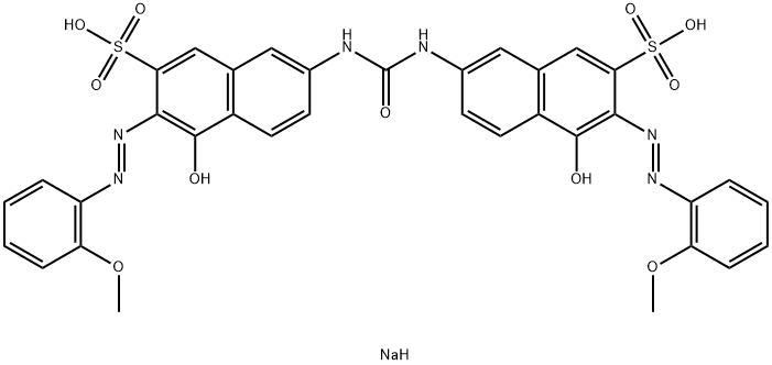 7,7'-(carbonyldiimino)bis[4-hydroxy-3-[(2-methoxyphenyl)azo]naphthalene-2-sulphonic] acid, sodium salt 结构式