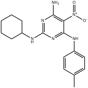 N~2~-cyclohexyl-N~4~-(4-methylphenyl)-5-nitropyrimidine-2,4,6-triamine 结构式