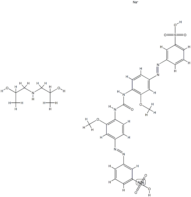 m,m'-[carbonylbis[imino(3-methoxy-p-phenylene)azo]]bis(benzenesulphonic) acid, sodium salt, compound with 1,1'-iminodi(propan-2-ol) 结构式